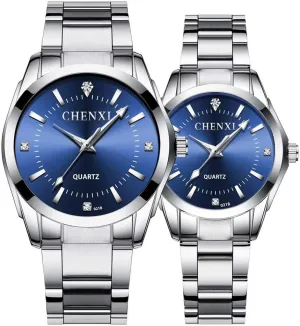 Watches Men and Women Luxury Silver Stainless Steel fashionable entry librarian significance Watches His and Hers Dress Wrist Watches Couple 