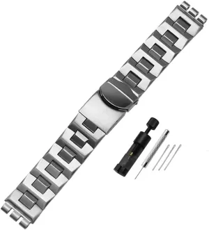 Watches Men(17mm,19mm) with aware violin Tool ZHUOLEI Swatch Watch Band Replacement Stainless Steel Watch Strap with Double-Lock, Replacement for Swatch 