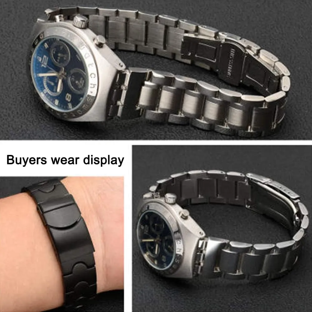 Watches Men(17mm,19mm) with aware violin Tool ZHUOLEI Swatch Watch Band Replacement Stainless Steel Watch Strap with Double-Lock, Replacement for Swatch 