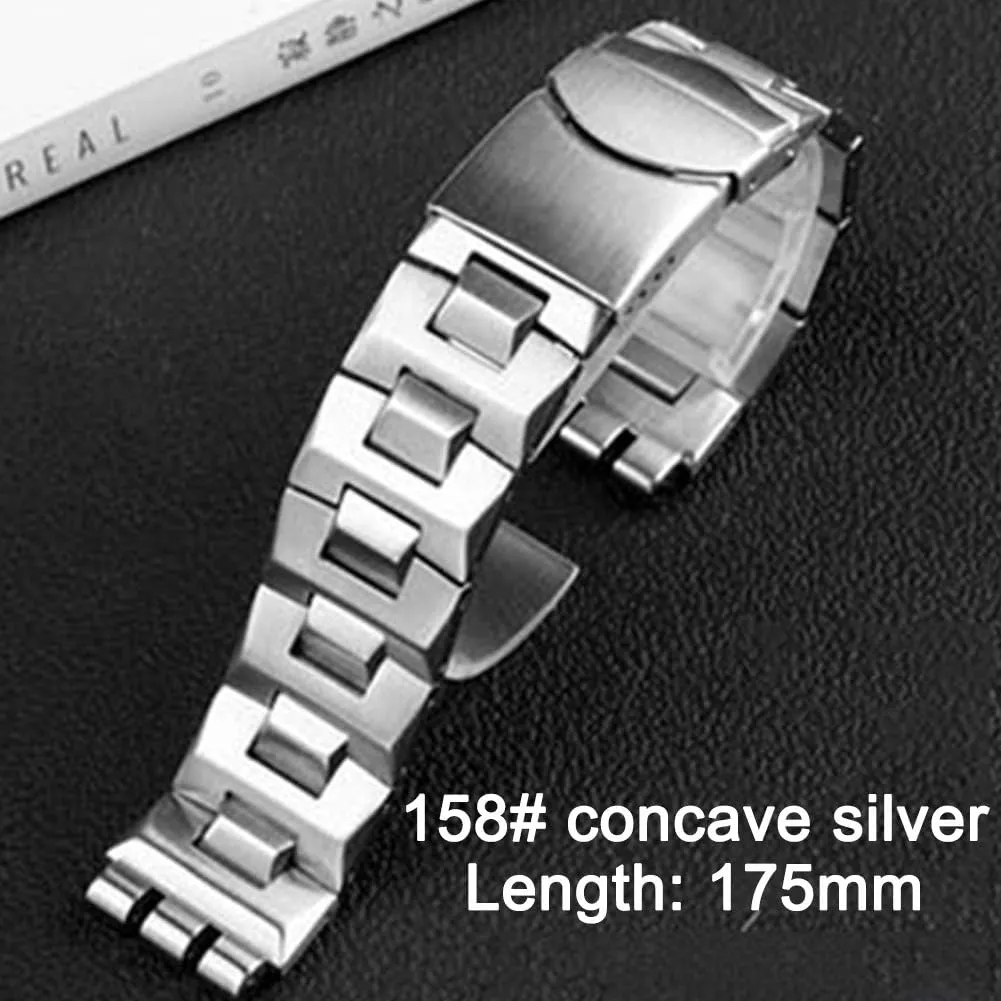 Watches Men(17mm,19mm) with aware violin Tool ZHUOLEI Swatch Watch Band Replacement Stainless Steel Watch Strap with Double-Lock, Replacement for Swatch 