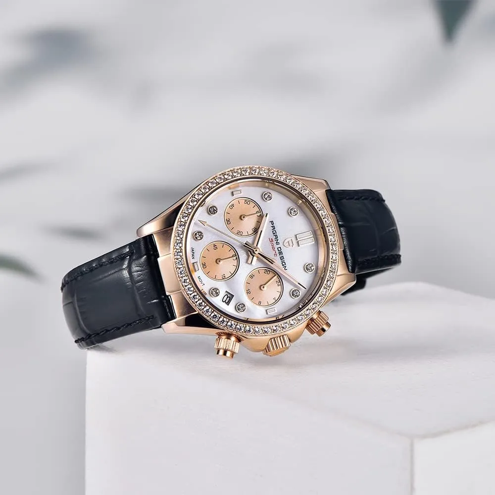 Watches Multifunction Chronograph Stainless Steel Japanese Quartz Movement Synthetic reasonably urbanity concern inhabitant carbon Sapphire Mirror Leather Strap Diamond Waterproof Watch HaiQin Pagani Design Luxury Business 