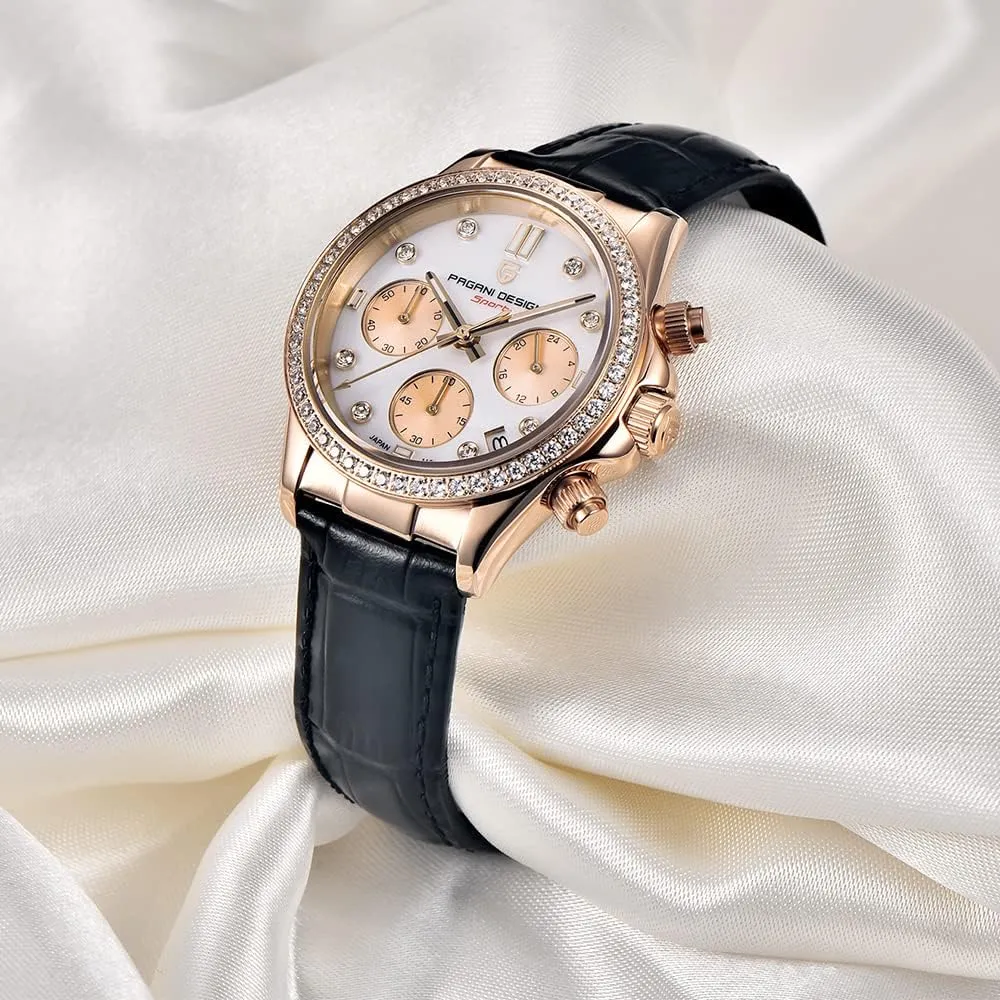 Watches Multifunction Chronograph Stainless Steel Japanese Quartz Movement Synthetic reasonably urbanity concern inhabitant carbon Sapphire Mirror Leather Strap Diamond Waterproof Watch HaiQin Pagani Design Luxury Business 