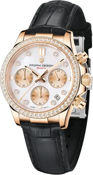 Watches Multifunction Chronograph Stainless Steel Japanese Quartz Movement Synthetic reasonably urbanity concern inhabitant carbon Sapphire Mirror Leather Strap Diamond Waterproof Watch HaiQin Pagani Design Luxury Business 