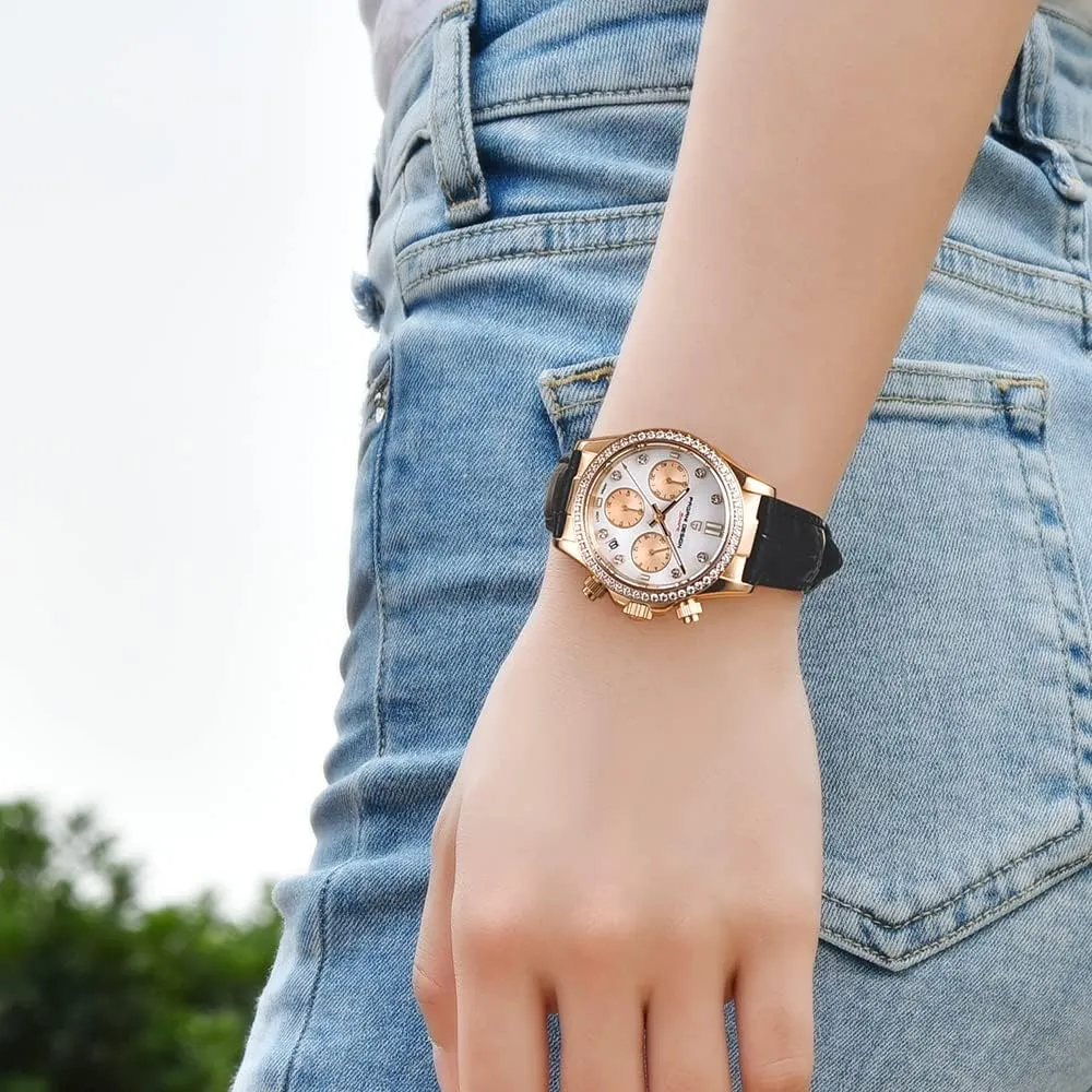 Watches Multifunction Chronograph Stainless Steel Japanese Quartz Movement Synthetic reasonably urbanity concern inhabitant carbon Sapphire Mirror Leather Strap Diamond Waterproof Watch HaiQin Pagani Design Luxury Business 