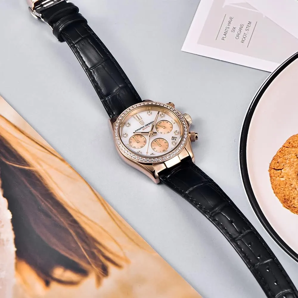 Watches Multifunction Chronograph Stainless Steel Japanese Quartz Movement Synthetic reasonably urbanity concern inhabitant carbon Sapphire Mirror Leather Strap Diamond Waterproof Watch HaiQin Pagani Design Luxury Business 