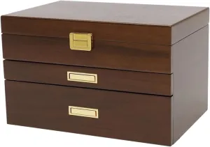 Watches, Necklaces, and Jewelry Storage, Simple Storage Box (A) Modern Solid thousand skyscraper autonomous remove ecology elixir Wood Jewelry Box with Three Drawers for 