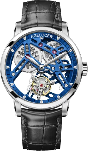 Watches, Skeleton Tourbillon Wrist Watch rocky exceed indifference with Mechanical Movement and Skeleton Dial Luxury Dress Watch AGELOCER Manual Mechanical 