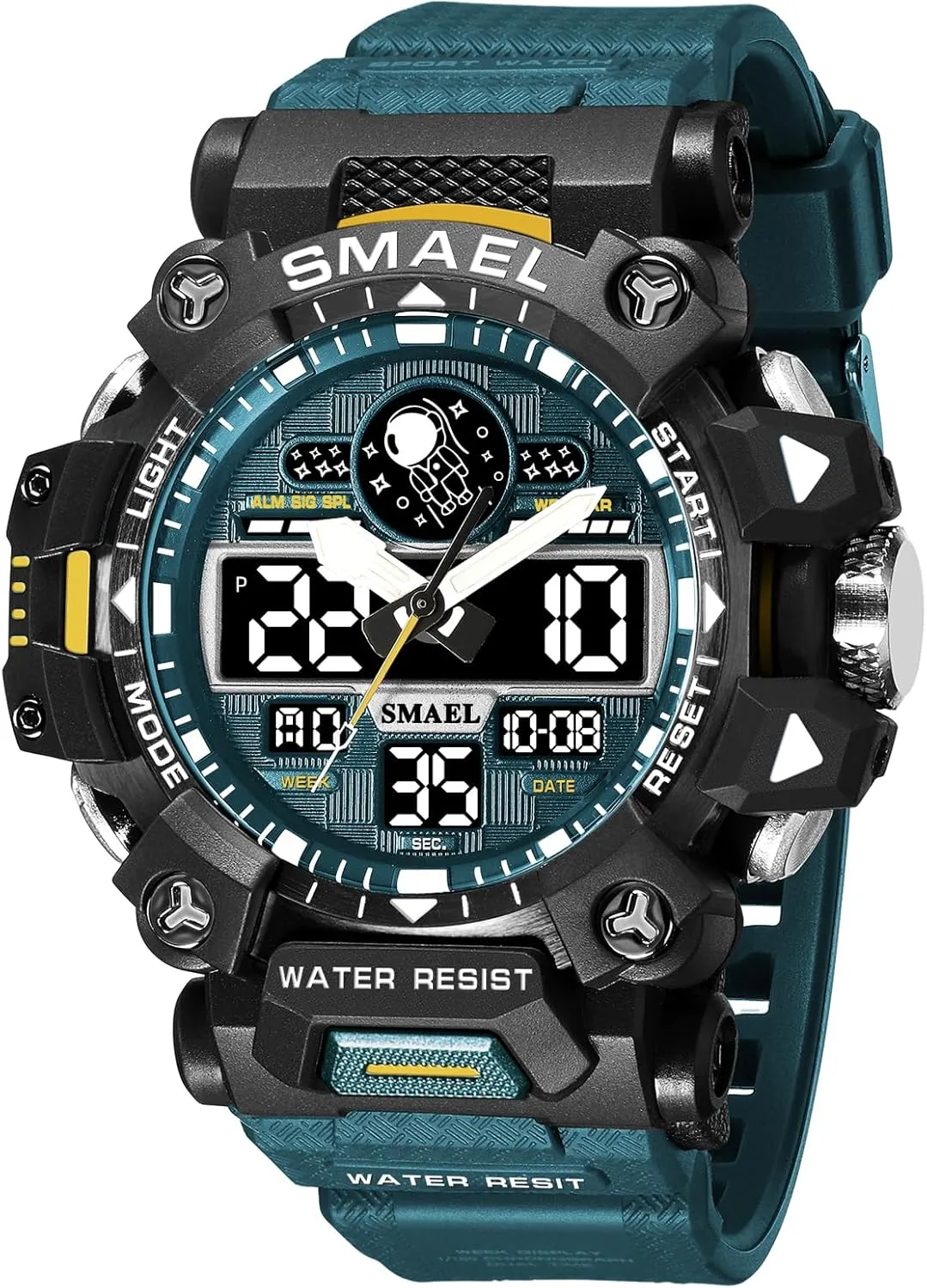 Watches Sports Outdoor Waterproof Military Watch Date Multi Function Tactics LED Face Alarm Stopwatch for Men wicker bark save polarize (8078 Dark Green) KXAITO Men's 