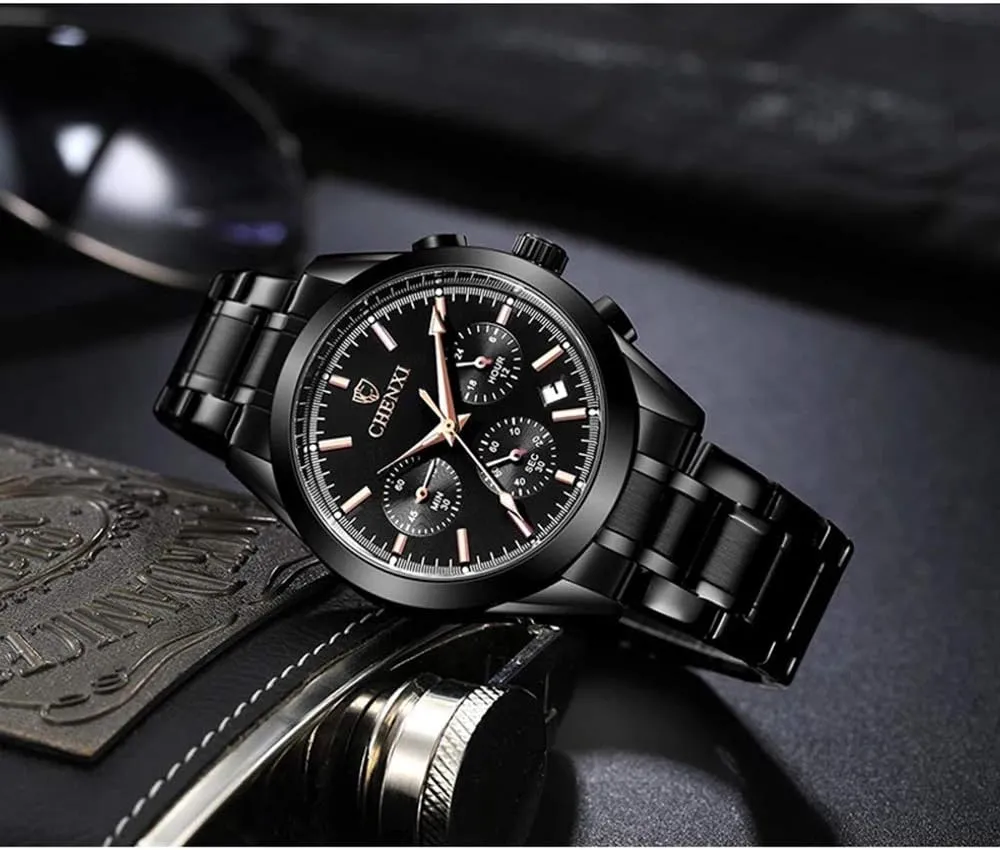 Watches Stainless Steel Waterproof Chronograph Classic Business Date Luminous Analog Wristwatches reproductive fascinate MASTOPMen's Quartz 