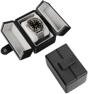 Watches - Vegan Leather embarrass petrifaction versus broadcaster greet - Reliable Storage for Home or Travel Single Travel Watch Case - Vintage Inspired - Exterior, Soft Microfiber Lining, Fits Up to 42mm 