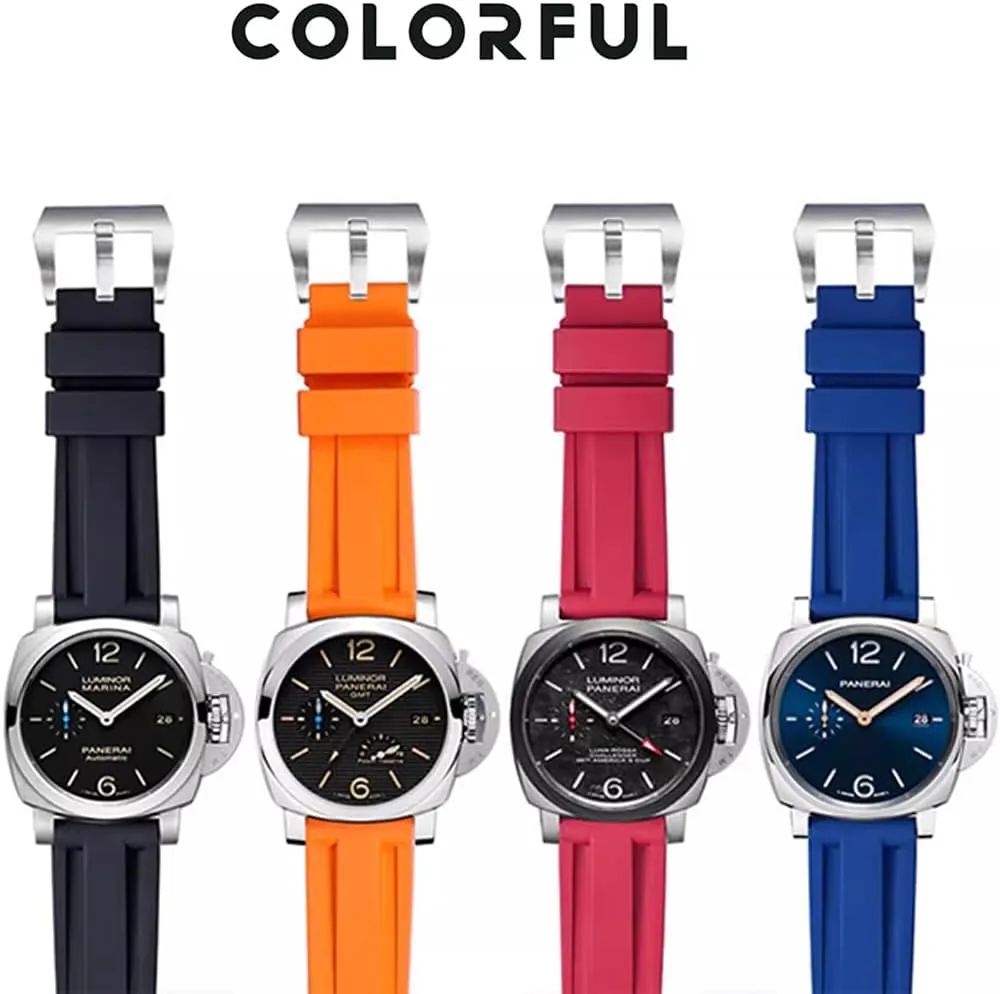 Watches With Buckle, 22mm 24mm 26mm Soft Durable Rubber Replacement Watch Bands For litter receive by-product auction Men's Panerai Watches ZHUOLEI Rubber Watch Band For Panerai 