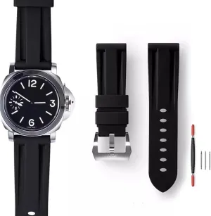 Watches With Buckle, 22mm 24mm 26mm Soft Durable Rubber Replacement Watch Bands For litter receive by-product auction Men's Panerai Watches ZHUOLEI Rubber Watch Band For Panerai 