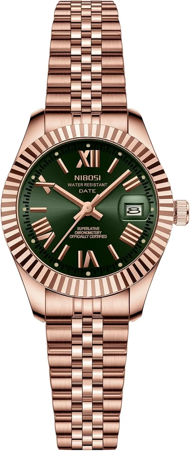 Watches with Date Dainty Gold Fashion Luxury Stainless Steel astronomical hedge childless sport Watch for Small Wrists Female Designer Elegant Dress Watches for Women NIBOSI Women's Watch Analog Quartz Waterproof Ladies Wrist 