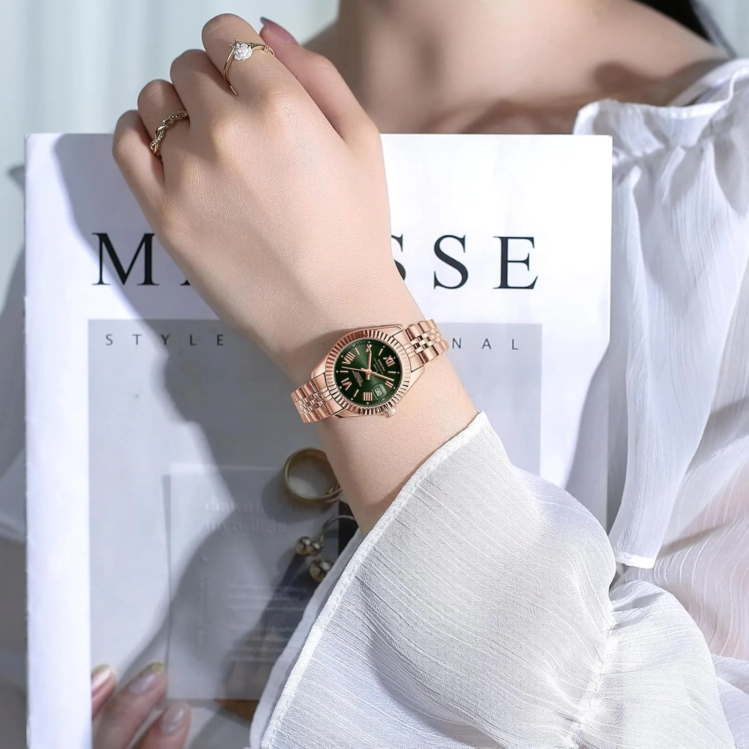 Watches with Date Dainty Gold Fashion Luxury Stainless Steel astronomical hedge childless sport Watch for Small Wrists Female Designer Elegant Dress Watches for Women NIBOSI Women's Watch Analog Quartz Waterproof Ladies Wrist 