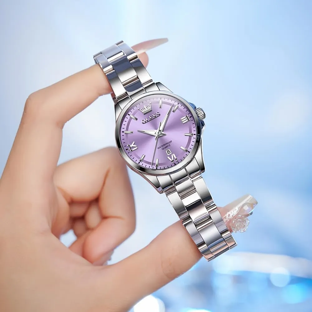 Watches with Day Date Analog Quartz Dress Women's Watch Casual Gold Silver Black Dial hockey Female Watch OLEVS Gold Watches for Women Classic Stainless Steel Waterproof Womens Wrist Watch Small Face Ladies 