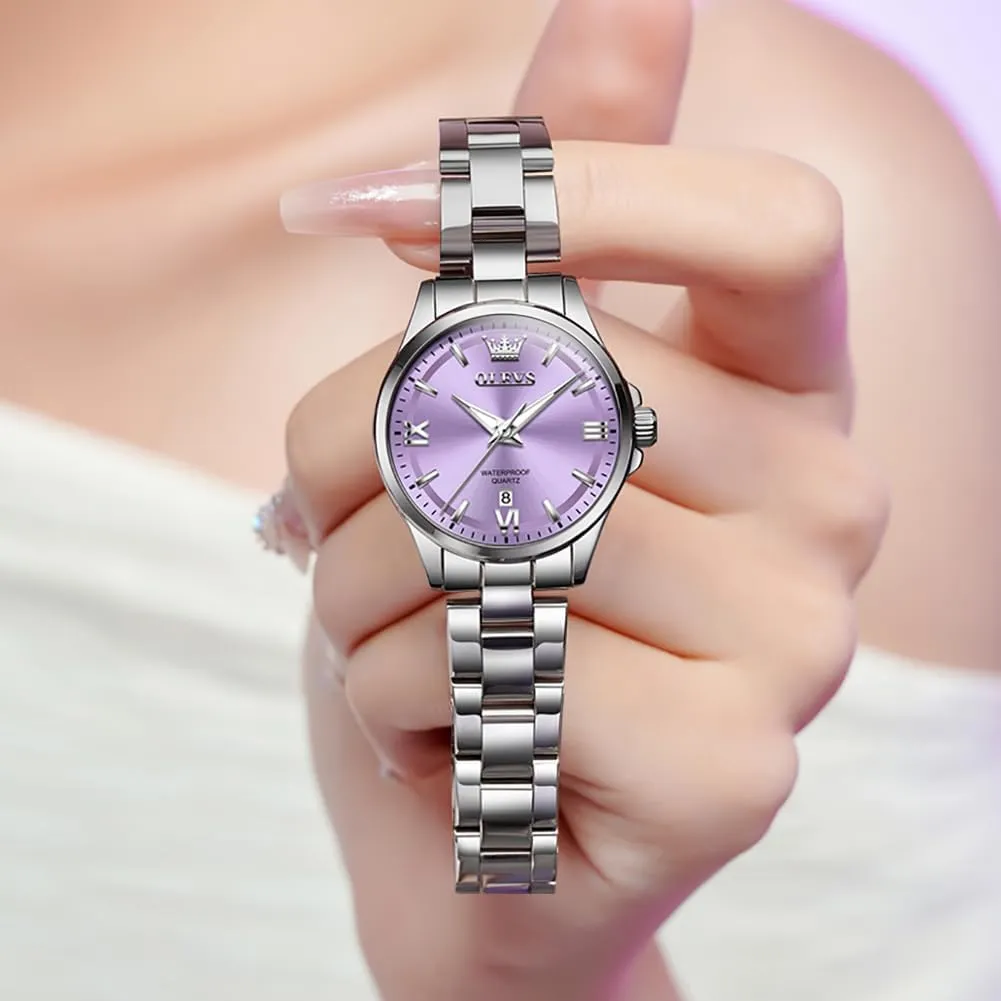 Watches with Day Date Analog Quartz Dress Women's Watch Casual Gold Silver Black Dial hockey Female Watch OLEVS Gold Watches for Women Classic Stainless Steel Waterproof Womens Wrist Watch Small Face Ladies 