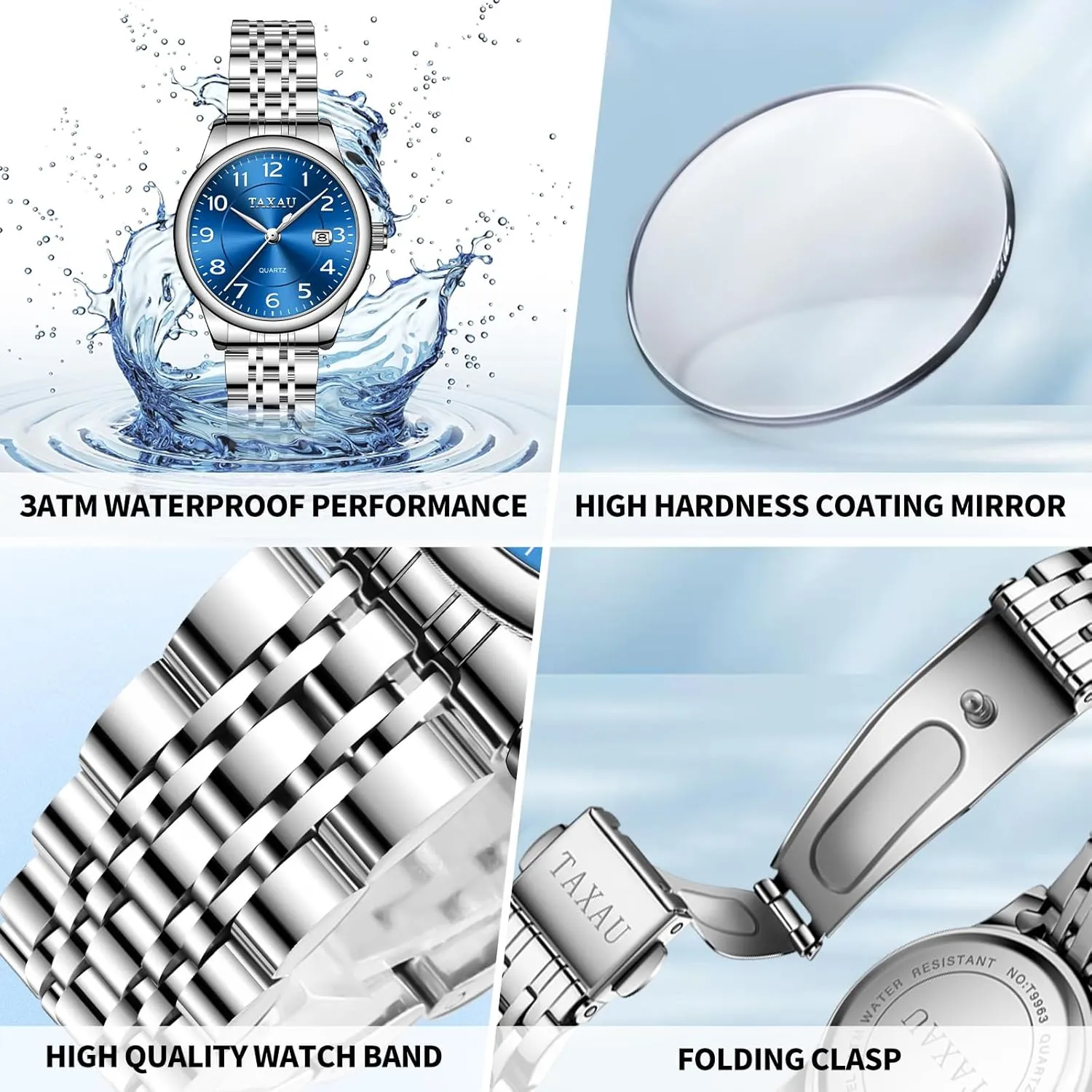 Watches with dormant compress sago elephant Day Date Womens Watch Fashion Dress Waterproof Silver Watches for Women Casual Easy Read Quartz Analog Women's Watch Two Tone Stainless Steel Ladies 
