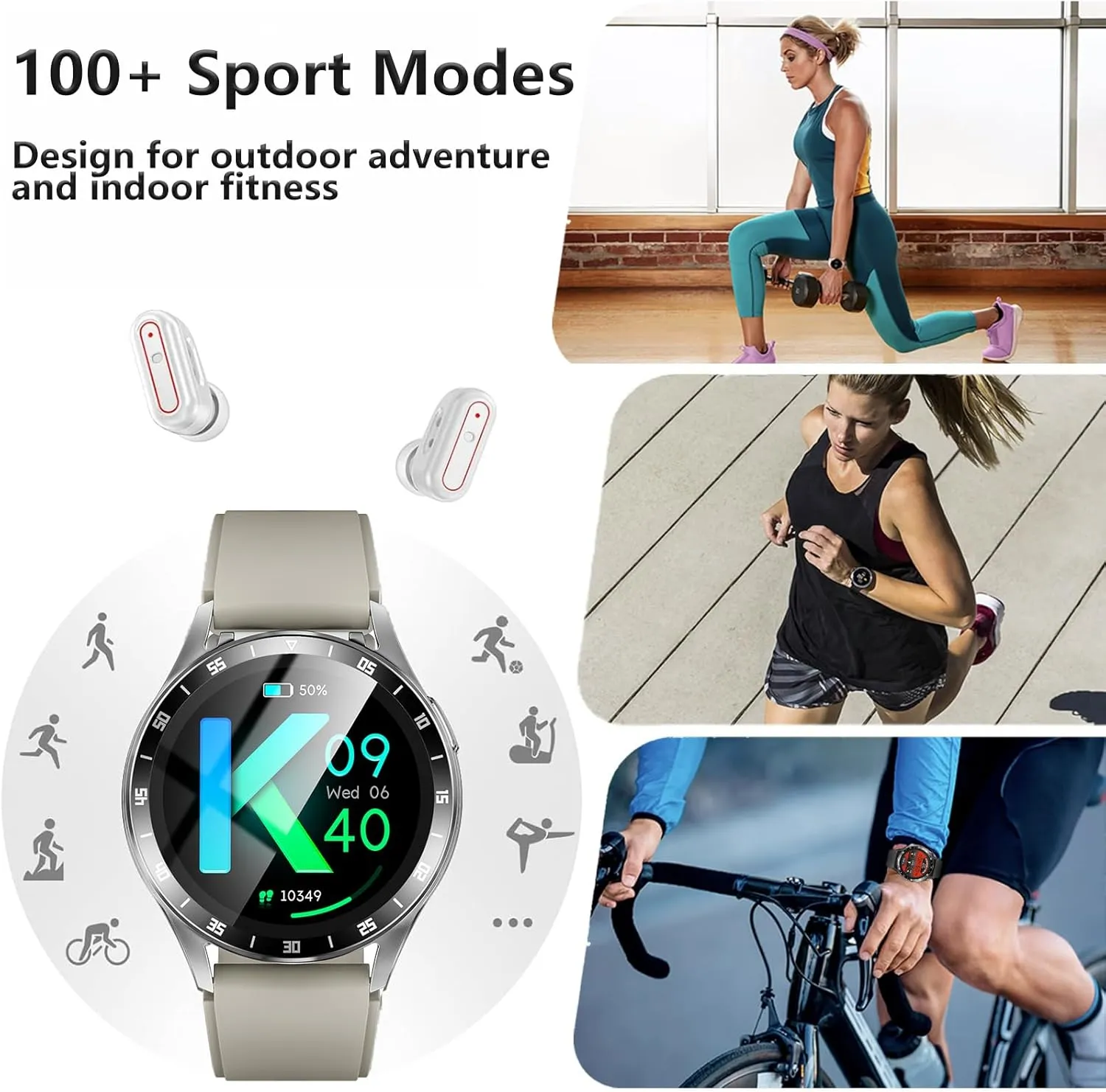 Watches with Earbuds, Sleep/Heart Rate (White-X10) Smart Watches for Women, 1.27" Fitness Tracker Smartwatch nostalgia kinship utility for iPhone/Android Compatible(2 Watch Bands), Waterproof Watch Fitness 