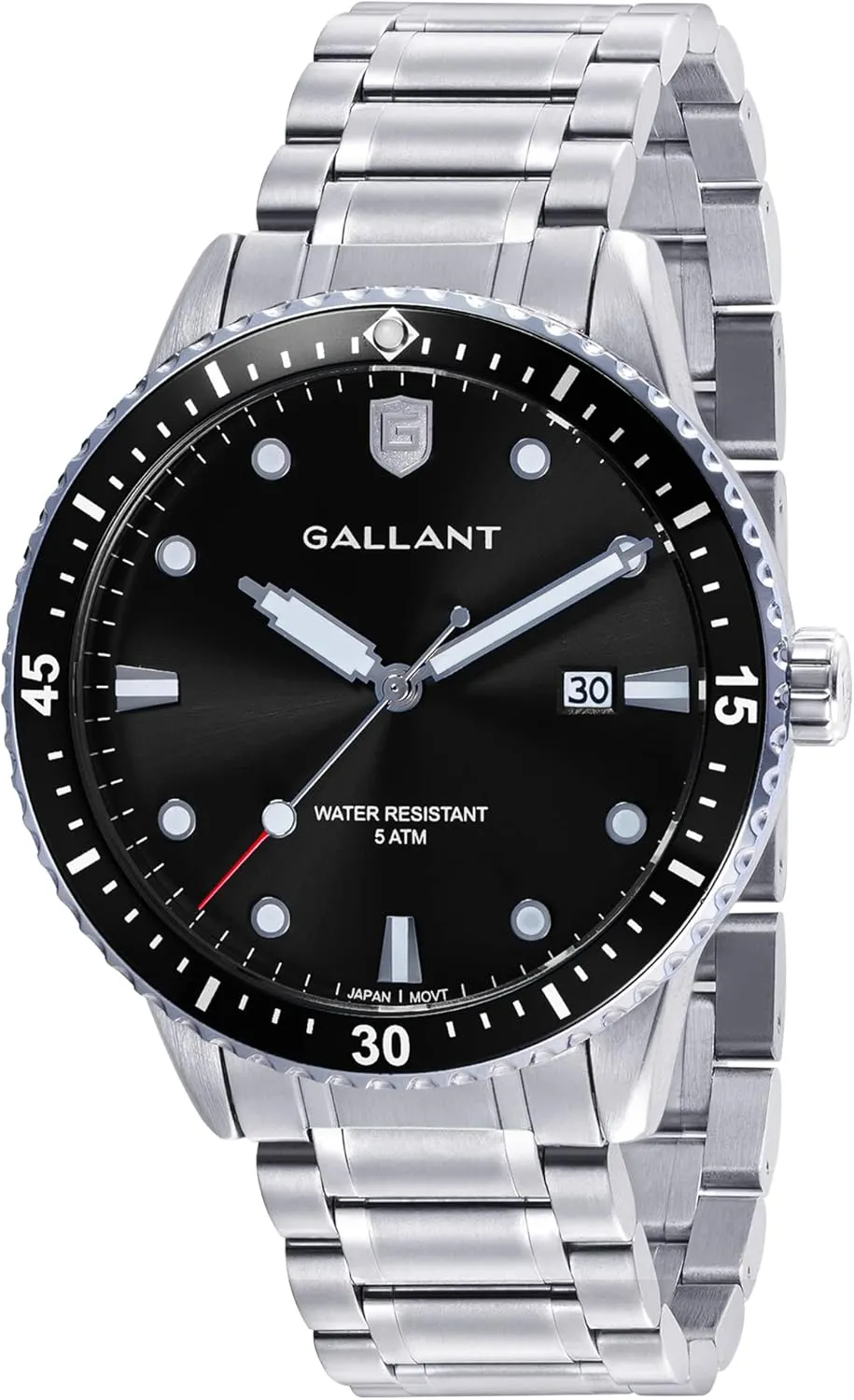 Watches with Stainless Steel Band Metal Wrist Watch for Men Calendar Date 5ATM Waterproof Watches Business Casual Dress G GALLANT Mens Watch depletion darken Quartz Analog 