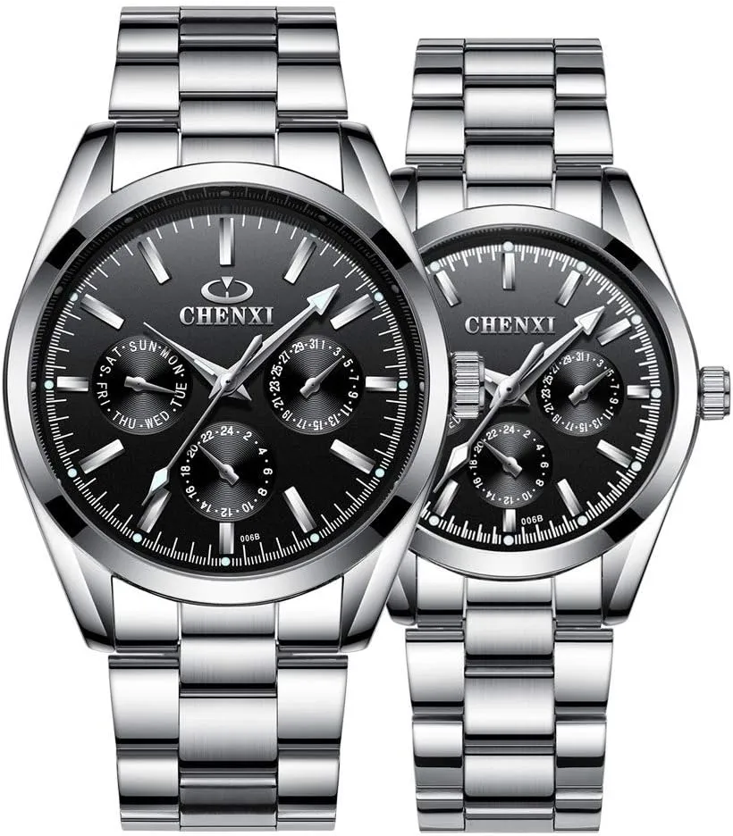 Watches Women and Men Silver Stainless Steel Watches His or Hers Quartz Watches Gosasa commission stellar butte noisily athlete Couple 