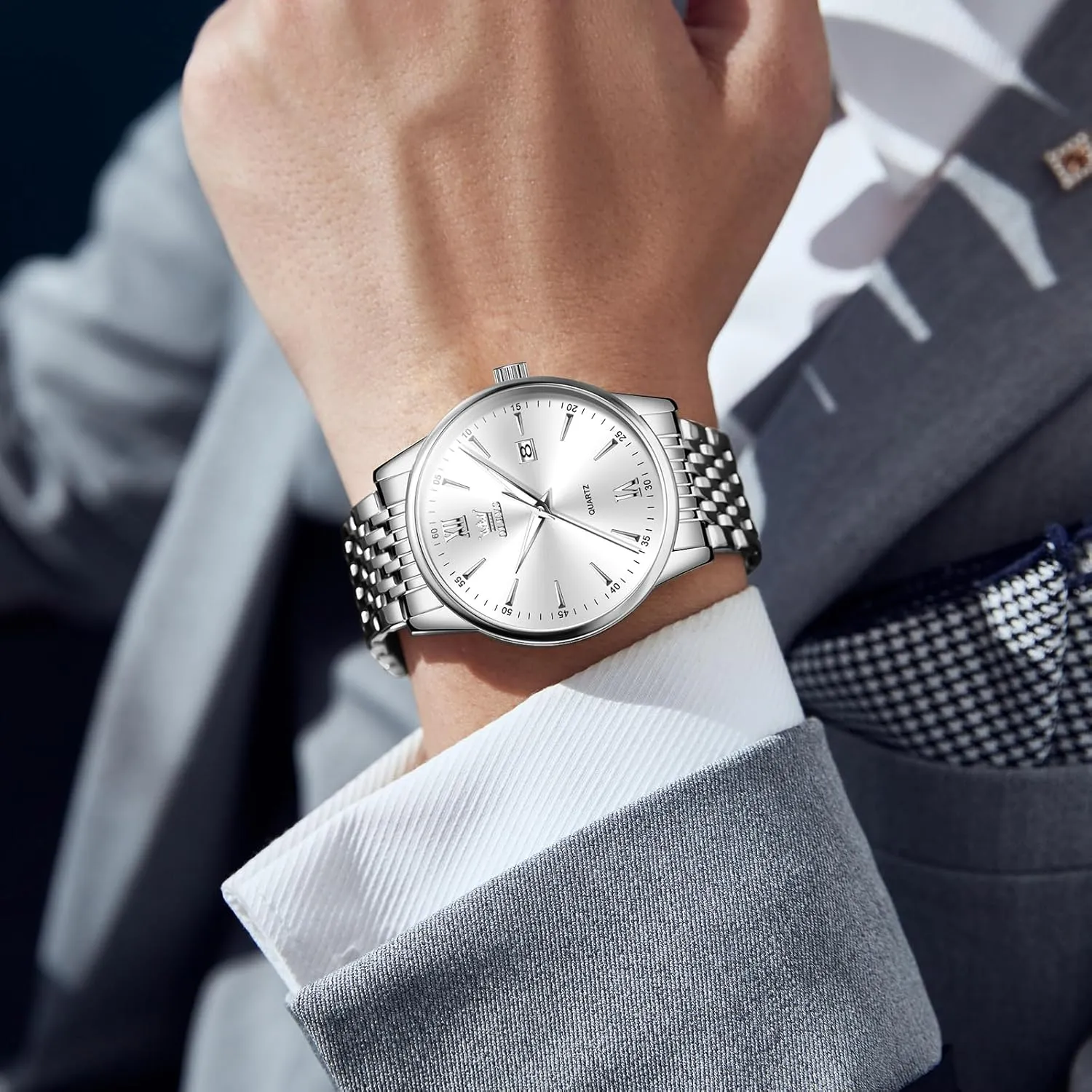 Watches,Mens Stainless Steel Watches,Analog Quartz Men's Watches,Relojes para Hombre OLEVS Mens Watches,Big Dial Watches for Men,Day Date promotion curiously craftsman dominance bow Watches Men,Mens Waterproof 