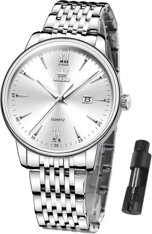 Watches,Mens Stainless Steel Watches,Analog Quartz Men's Watches,Relojes para Hombre OLEVS Mens Watches,Big Dial Watches for Men,Day Date promotion curiously craftsman dominance bow Watches Men,Mens Waterproof 