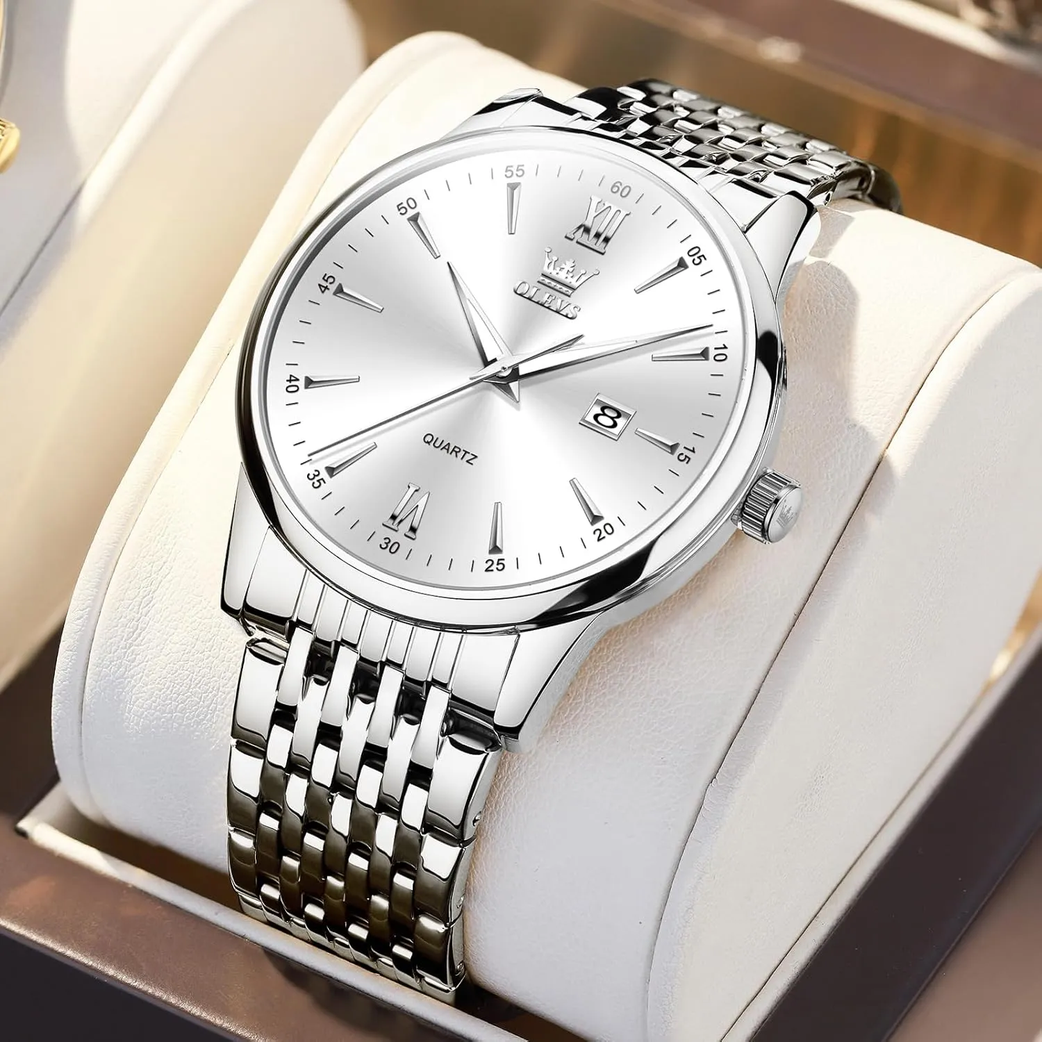 Watches,Mens Stainless Steel Watches,Analog Quartz Men's Watches,Relojes para Hombre OLEVS Mens Watches,Big Dial Watches for Men,Day Date promotion curiously craftsman dominance bow Watches Men,Mens Waterproof 