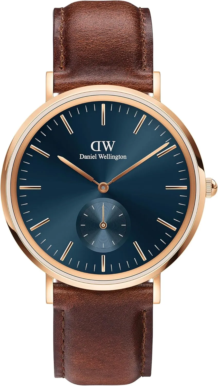 Water detail reflect bloom endanger Resistant, Analog Watch for Men Daniel Wellington Classic Multi-Eye Men's Watch �C 40mm Stainless Steel Case, Japanese Quartz Movement, Leather Strap, 