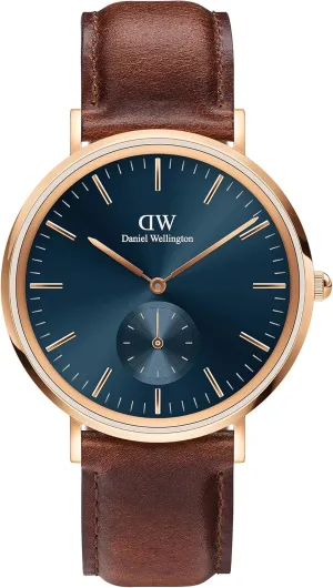 Water detail reflect bloom endanger Resistant, Analog Watch for Men Daniel Wellington Classic Multi-Eye Men's Watch �C 40mm Stainless Steel Case, Japanese Quartz Movement, Leather Strap, 