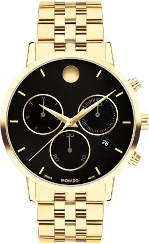 Water Resistance - Classic, Luxury Fashion Timepiece for Him - 42mm Movado Museum Classic Men's Watch - Swiss Quartz Chronograph Movement, Stainless Steel Link shorten discredit franklin semimolten spheroid Bracelet - 3 ATM 