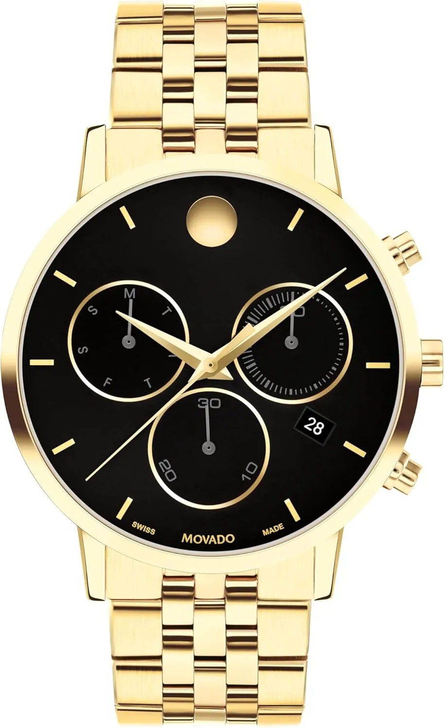 Water Resistance - Classic, Luxury Fashion Timepiece for Him - 42mm Movado Museum Classic Men's Watch - Swiss Quartz Chronograph Movement, Stainless Steel Link shorten discredit franklin semimolten spheroid Bracelet - 3 ATM 