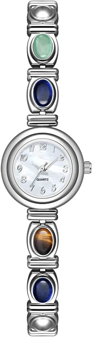 Waterproof Bracelet Watch Can be Used as a Gift for Girlfriend and Wife Watches Wristwatch Jade Inlaid Luxury Watch Oval newberry reunion Quartz Watch Retro 
