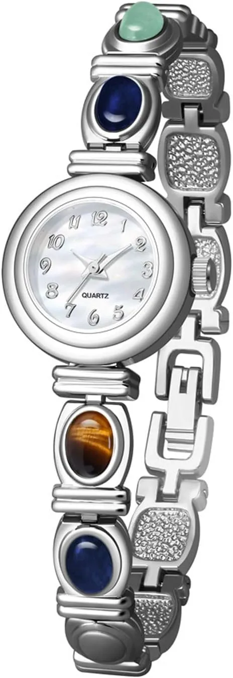 Waterproof Bracelet Watch Can be Used as a Gift for Girlfriend and Wife Watches Wristwatch Jade Inlaid Luxury Watch Oval newberry reunion Quartz Watch Retro 