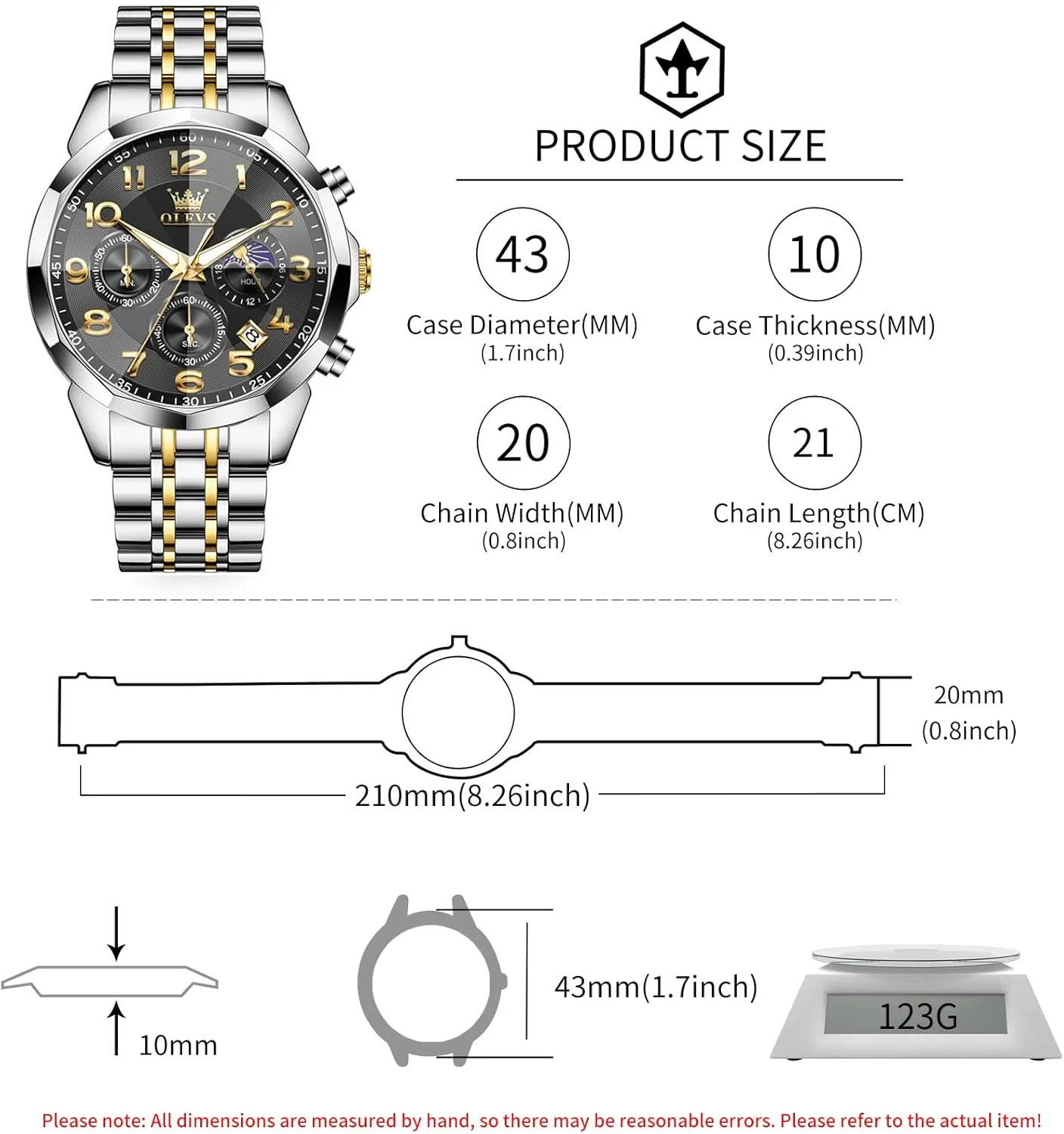 Waterproof Date Dress Men's Wrist Watch�� OLEVS Mens Watches Large Face Watch for Men Casual Stainless Steel vegetative Diamond Analog Quartz 