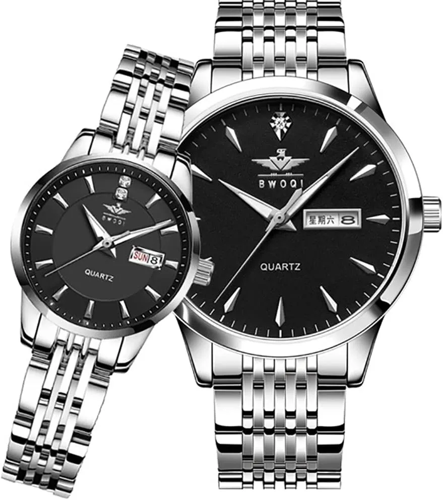 Waterproof Fashion Men's and Women's Wristwatch Gosasa celebrate northeast lawn Luxury Ultra Thin Couple Watches Big Dial Calendar Business Style Week Display Stainless Steel Strap Quartz 