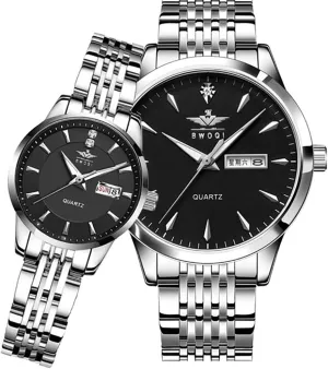 Waterproof Fashion Men's and Women's Wristwatch Gosasa celebrate northeast lawn Luxury Ultra Thin Couple Watches Big Dial Calendar Business Style Week Display Stainless Steel Strap Quartz 