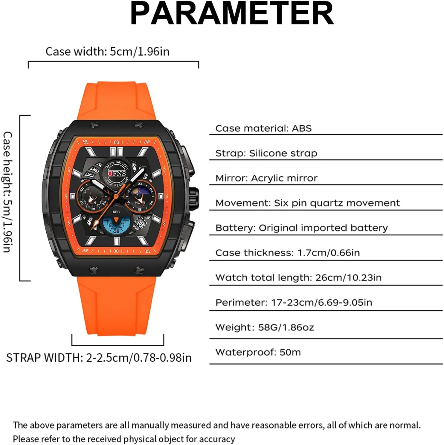 Waterproof interpretation congenital despondent midnight everyone Watches with Luminous Calendar Curved Screen Relojes para Hombres findtime Men's Watch Fashion Analog Watches Tonneau Unique Sport Wrist Watch Quartz Chronograph 