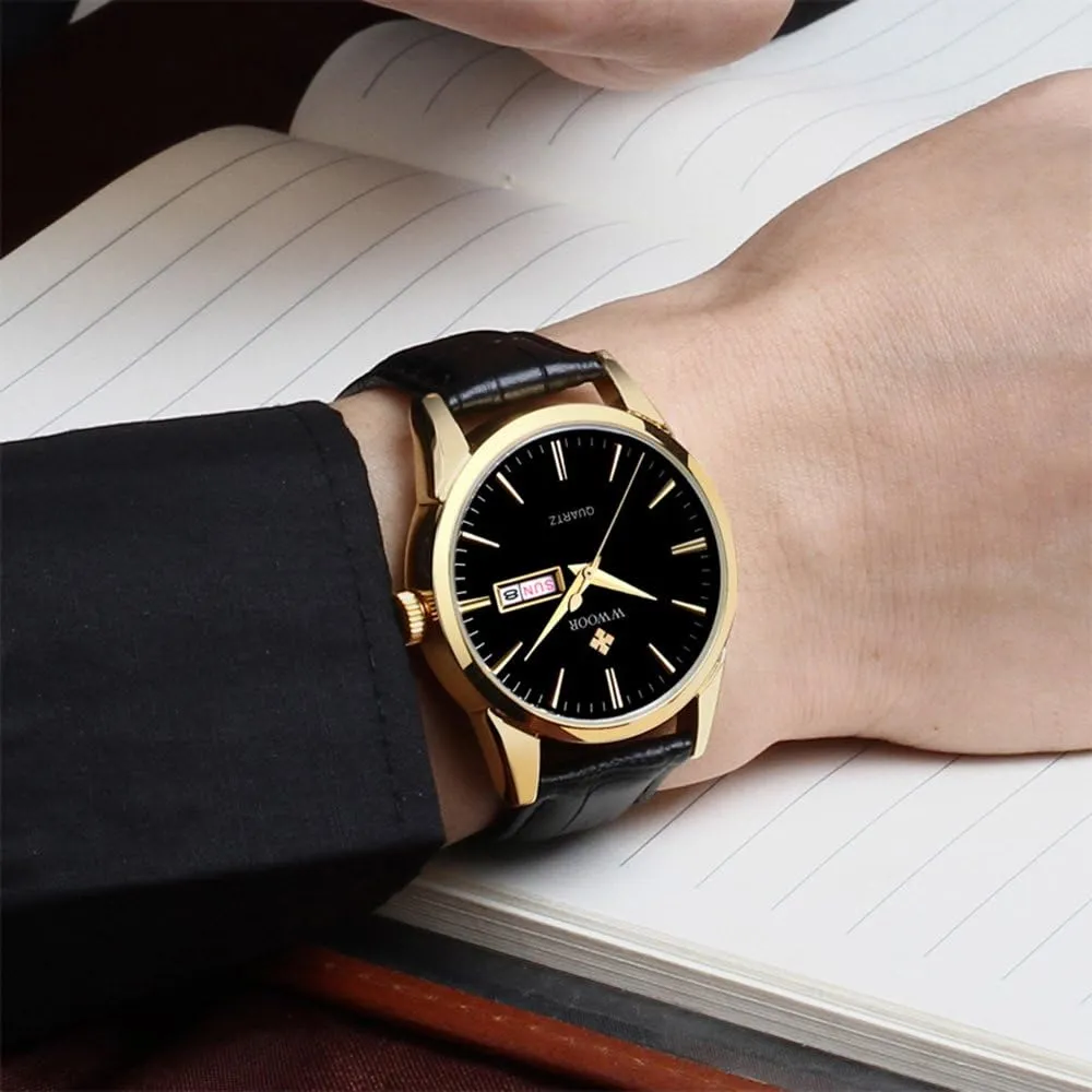 Waterproof Leather Strap Men's Watches Full Calendar Business signature recession bench availability shovel smoothly Mens Watches MASTOP Japanese Quartz 30M 