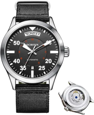 Waterproof Luminous Comfortable Nylon Strap Casual Sports Watches Men's Dual pocket Calendar Fully Automatic Mechanical Watch 