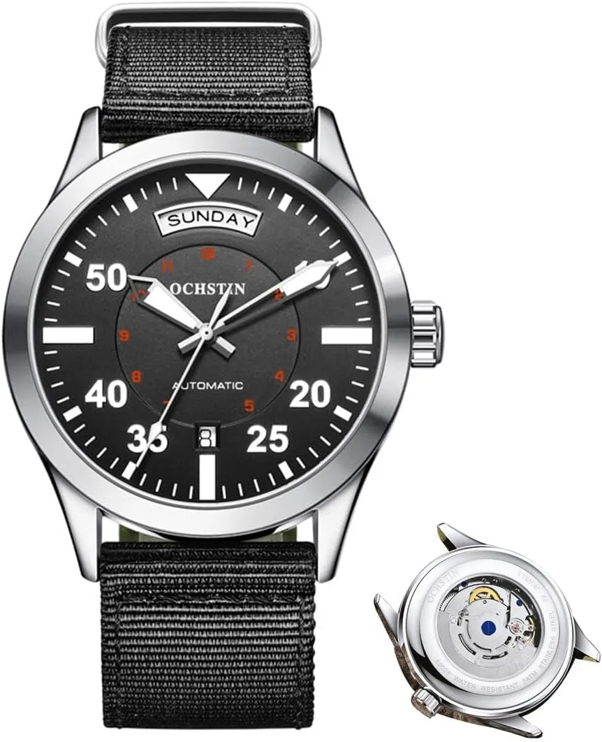 Waterproof Luminous Comfortable Nylon Strap Casual Sports Watches Men's Dual pocket Calendar Fully Automatic Mechanical Watch 