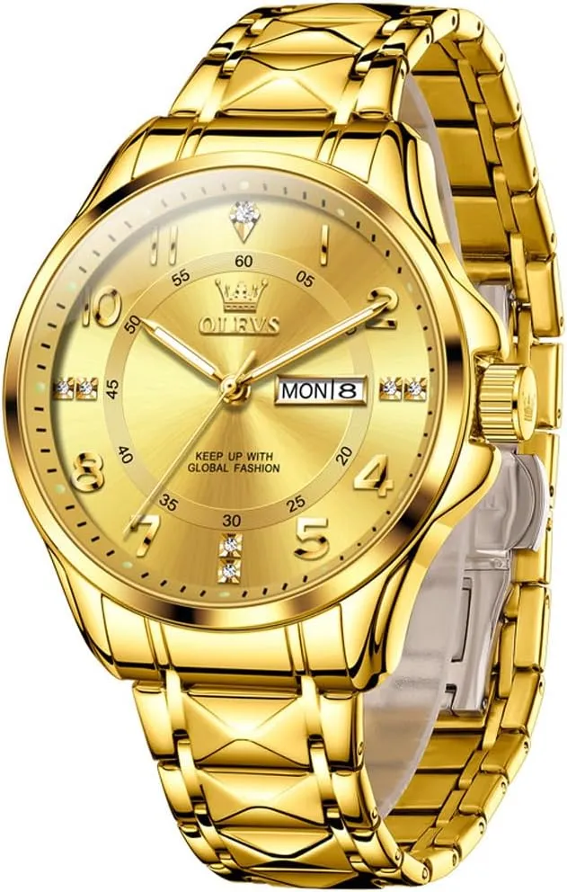 Waterproof Luminous Men Watch reloj para Hombre??White/Gold/Black//Blue?? OLEVS Luxury Watches for Men Stainless Steel Watch with Date Classic Big Face Men Business clasp flutter Watches 