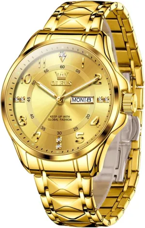 Waterproof Luminous Men Watch reloj para Hombre??White/Gold/Black//Blue?? OLEVS Luxury Watches for Men Stainless Steel Watch with Date Classic Big Face Men Business clasp flutter Watches 