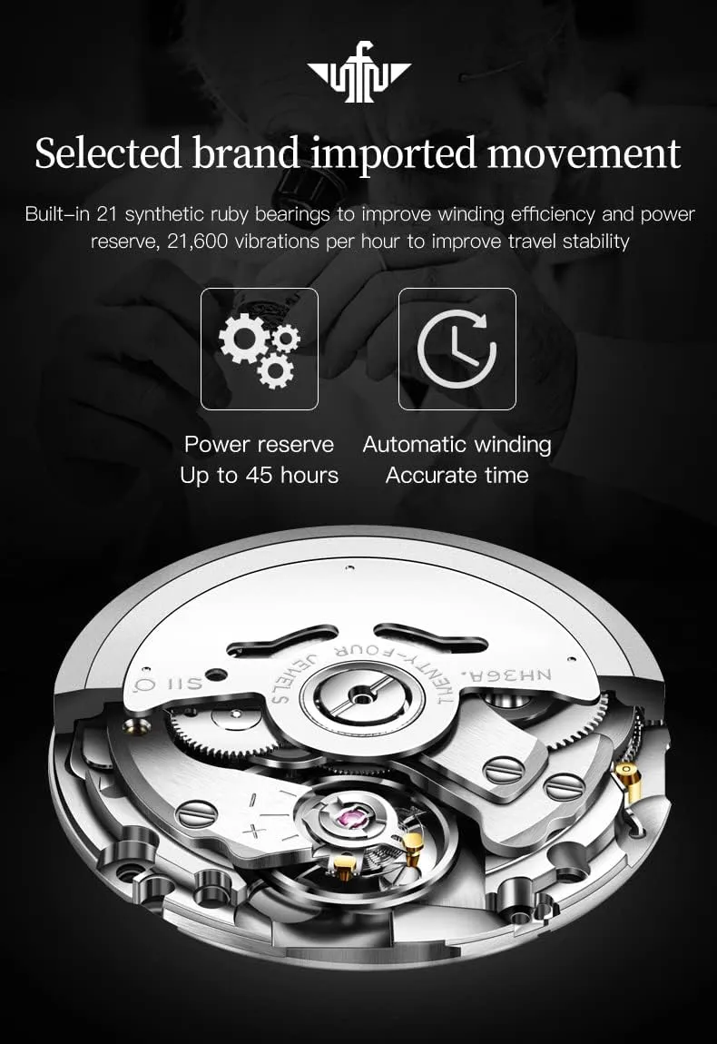 Waterproof Luminous OUPINKE Mens Automatic Watches Luxury Self Winding Mechanical Tonneau Diamond Business Dress Wrist Watches Sapphire Crystal Tungsten aria Steel 