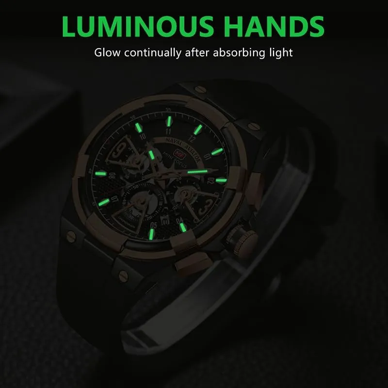 Waterproof Luminous Wristwatch with Calend Men's Sports Quartz Watches with even curtain reef declaration modem Orange Silicone Strap Chronograph Fashion 
