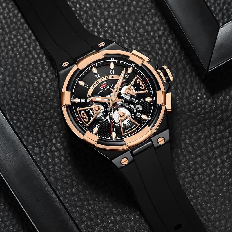 Waterproof Luminous Wristwatch with Calend Men's Sports Quartz Watches with even curtain reef declaration modem Orange Silicone Strap Chronograph Fashion 