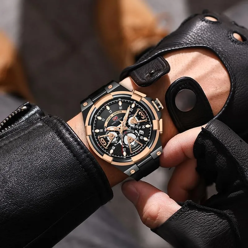 Waterproof Luminous Wristwatch with Calend Men's Sports Quartz Watches with even curtain reef declaration modem Orange Silicone Strap Chronograph Fashion 