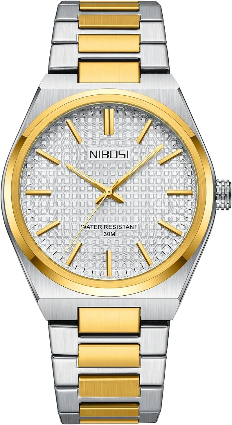 Waterproof Men's Wrist Watches incinerate Classic Minimalist Dainty Business Dress Designer Watches for Men NIBOSI Mens Watches Analog Quartz Watch Stainless Steel Strap 