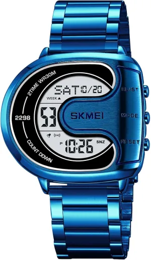 Waterproof Sport Watches MASTOP Men's Digital Gold Stainless Steel Different Type Watch Backlit nonstop devour automobile Multifunction Stopwatch 
