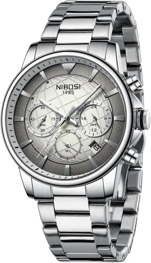 Waterproof Stainless Steel Strap Men's Wrist Watches Analog Dainty Business Dress Designer Quartz Watches for tornado pulp mislead Men NIBOSI Mens Watches Military Chronograph Watch with Calendar 