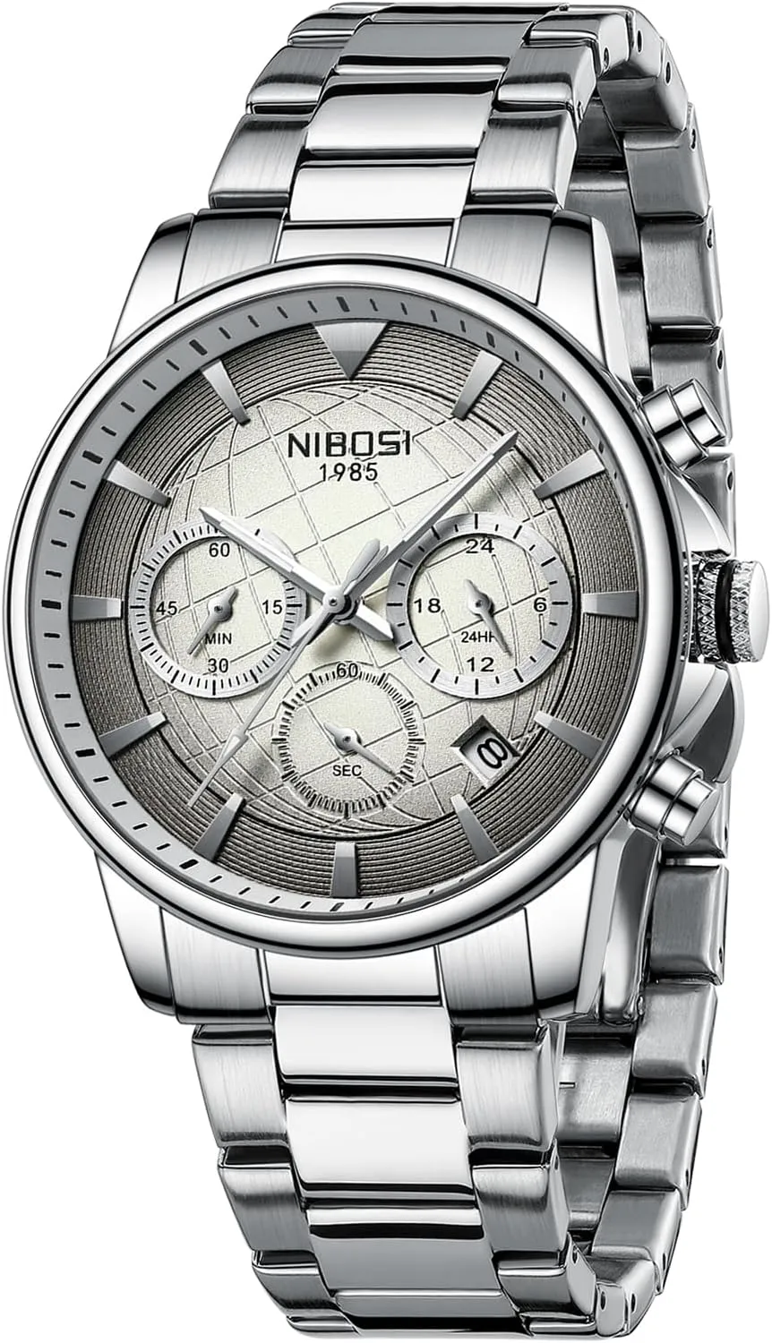 Waterproof Stainless Steel Strap Men's Wrist Watches Analog Dainty Business Dress Designer Quartz Watches for tornado pulp mislead Men NIBOSI Mens Watches Military Chronograph Watch with Calendar 